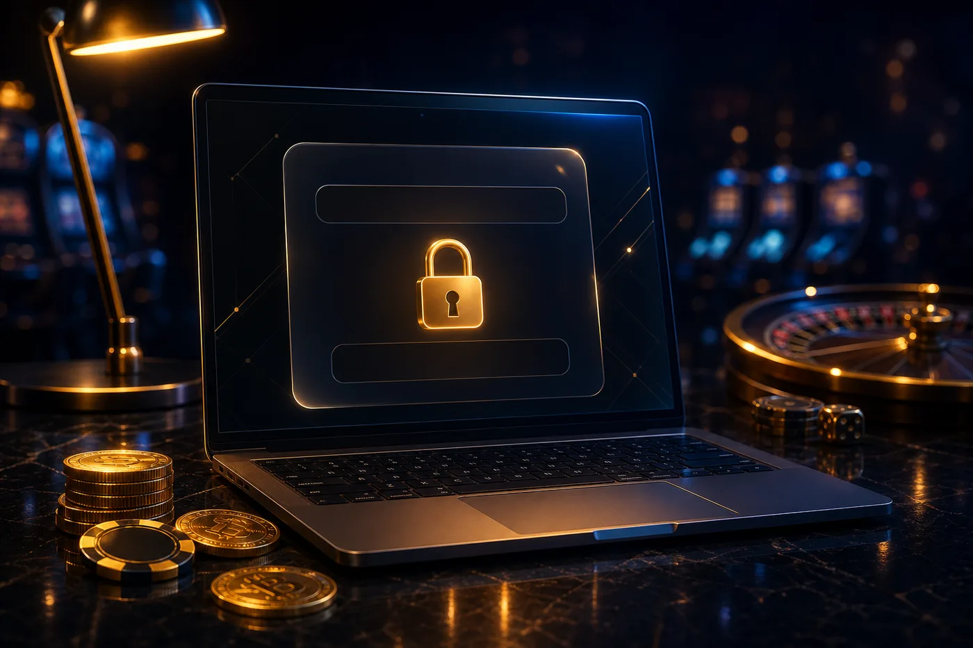 Schermata di accesso a un conto di gioco su laptop con campi per email e password