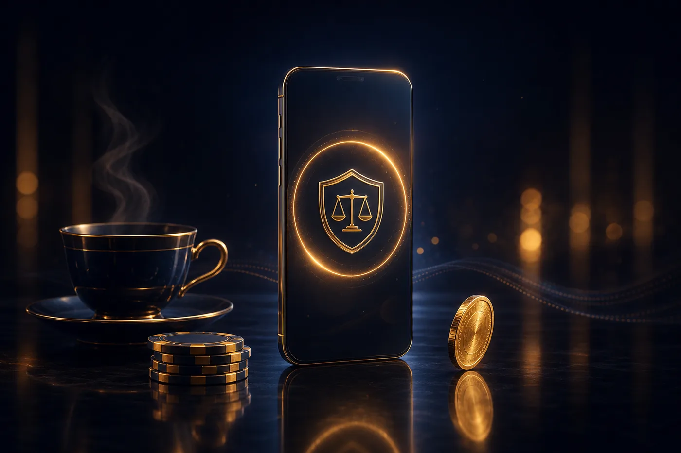 Persona che riflette con calma davanti a un telefono, simbolo di gioco consapevole